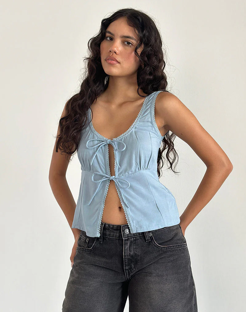 Esau Krawatten-Top in Private Slub Nantucket Blau - Image 3