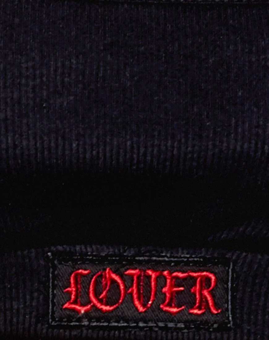 Esme Bralet in Schwarz mit roter 'Lover'-Stickerei - Image 6