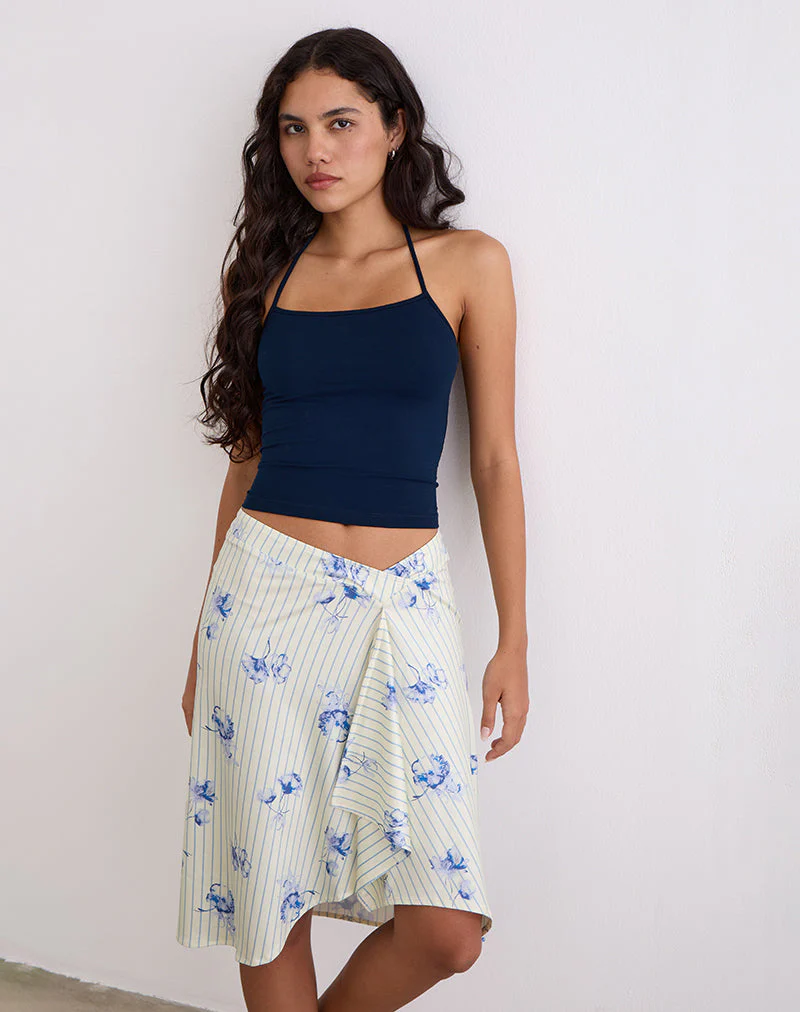 Esmeray Midirock in Creme mit floralen Streifen - Image 3