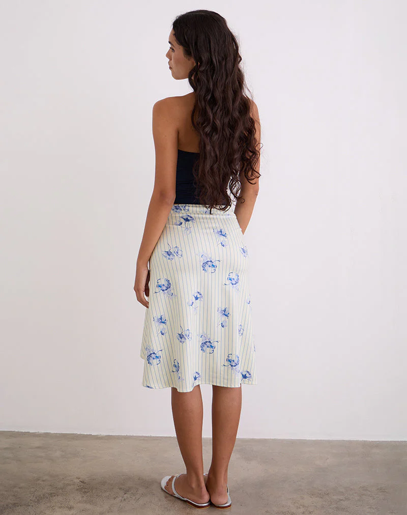 Esmeray Midirock in Creme mit floralen Streifen - Image 5