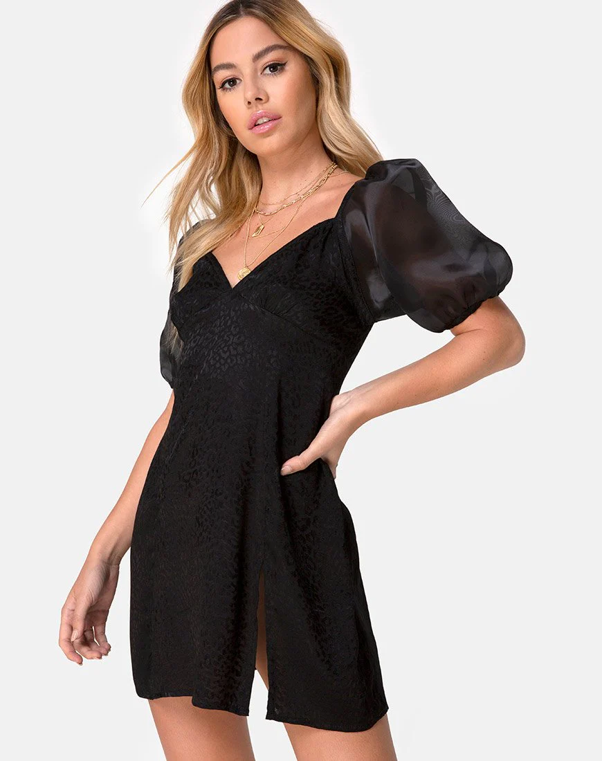 Espera Kleid aus Satin Gepard Schwarz - Image 2