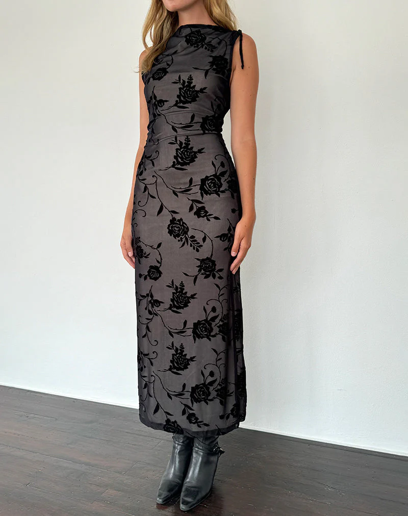Estoria Midikleid Schwarzer Rosenflock - Image 2