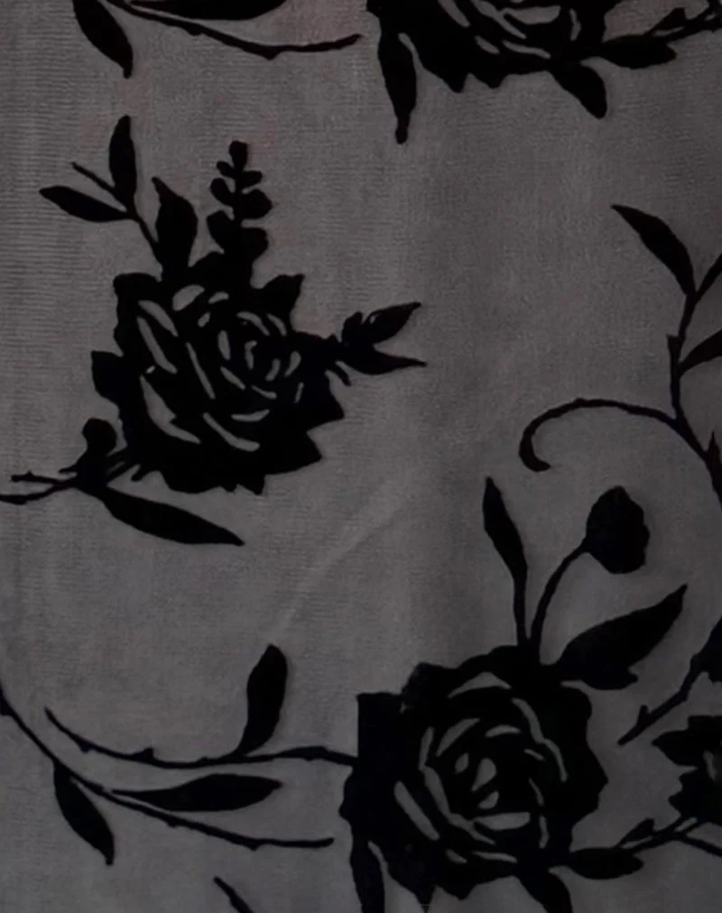 Estoria Midikleid Schwarzer Rosenflock - Image 7