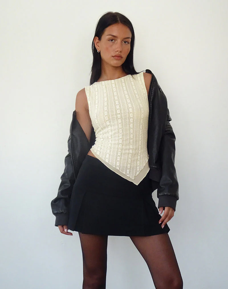 Etta Double Layered Lace Vest Top in Creme - Image 3