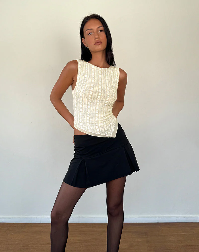 Etta Double Layered Lace Vest Top in Creme - Image 6