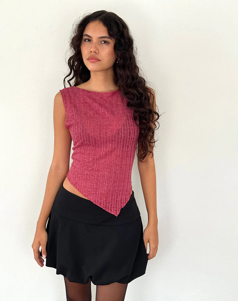 Etta Vest Top in Burgundy - Image 5