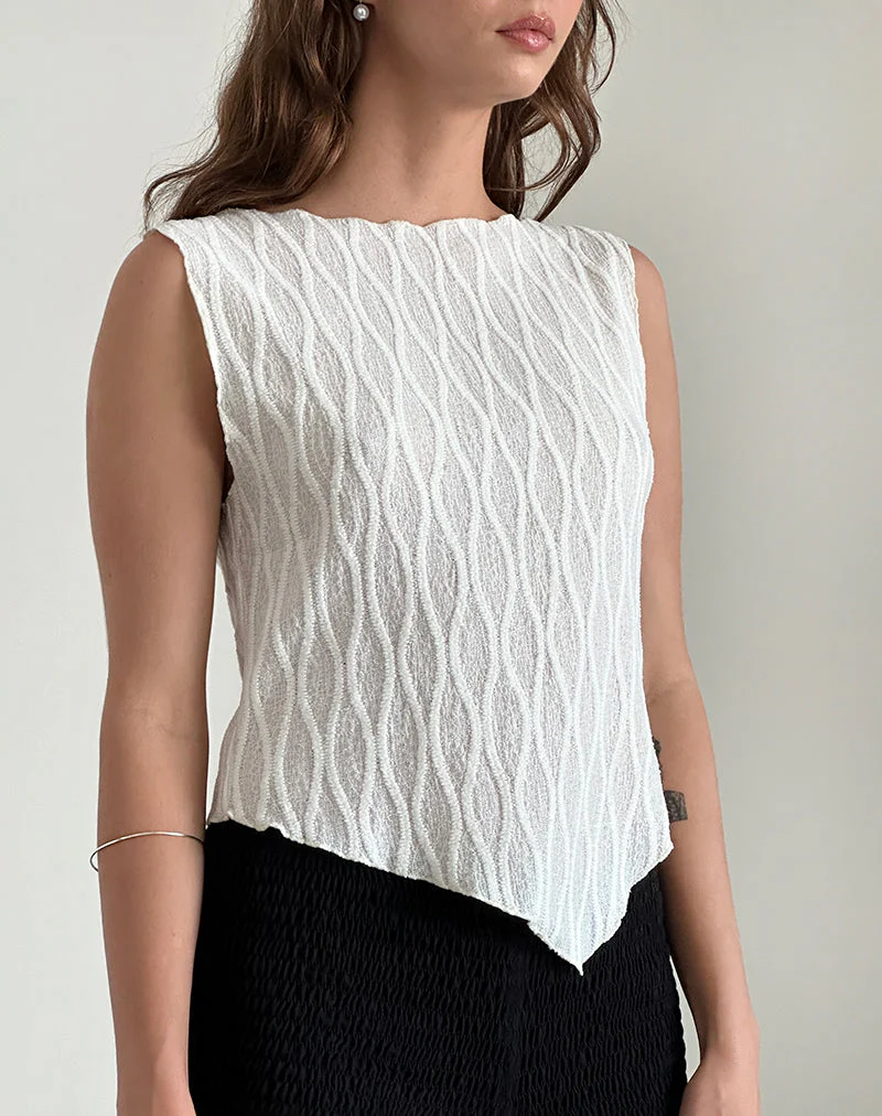 Etta Vest Top in Crinkle Ivory - Image 2