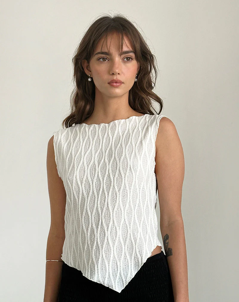 Etta Vest Top in Crinkle Ivory - Image 4