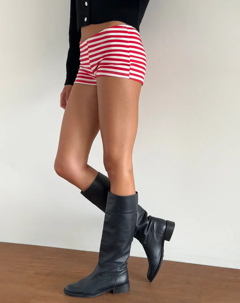 Eunia Micro Shorts in Rot und Weiß gestreift