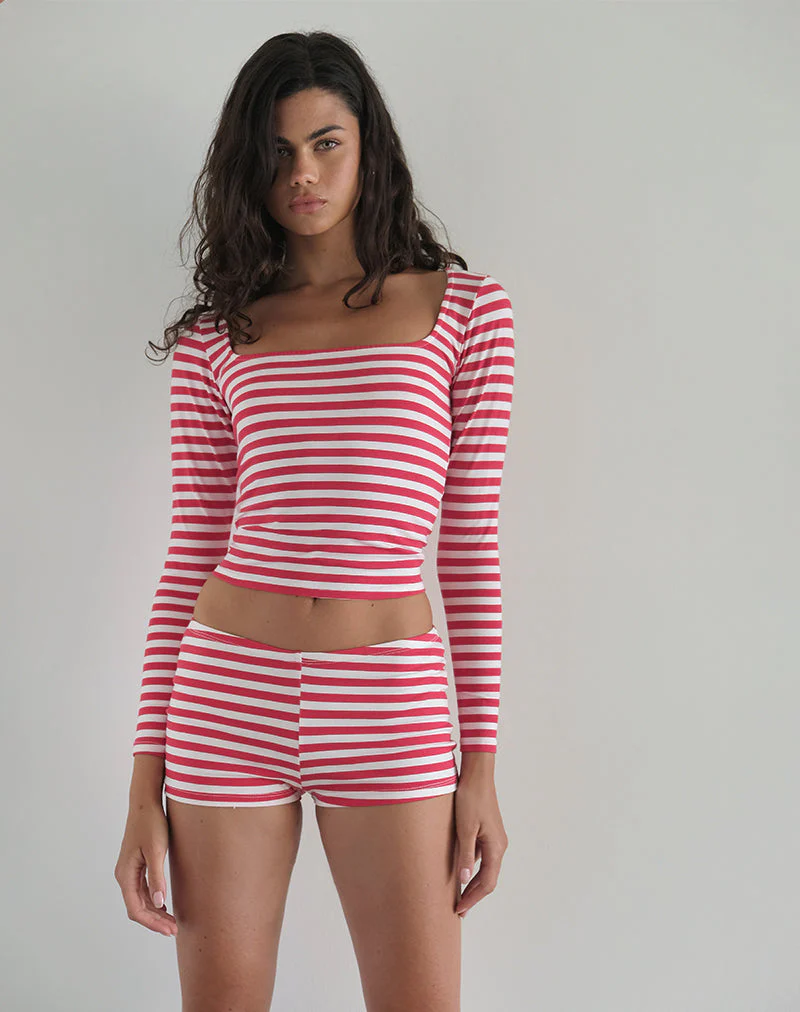 Eunia Micro Shorts in Rot und Weiß gestreift - Image 2