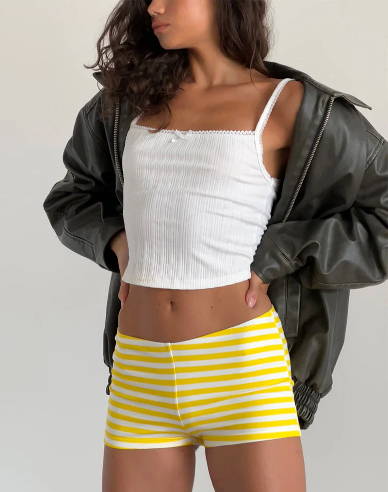 Eunia Micro Short in Yellow and White Stripe - Image 4
