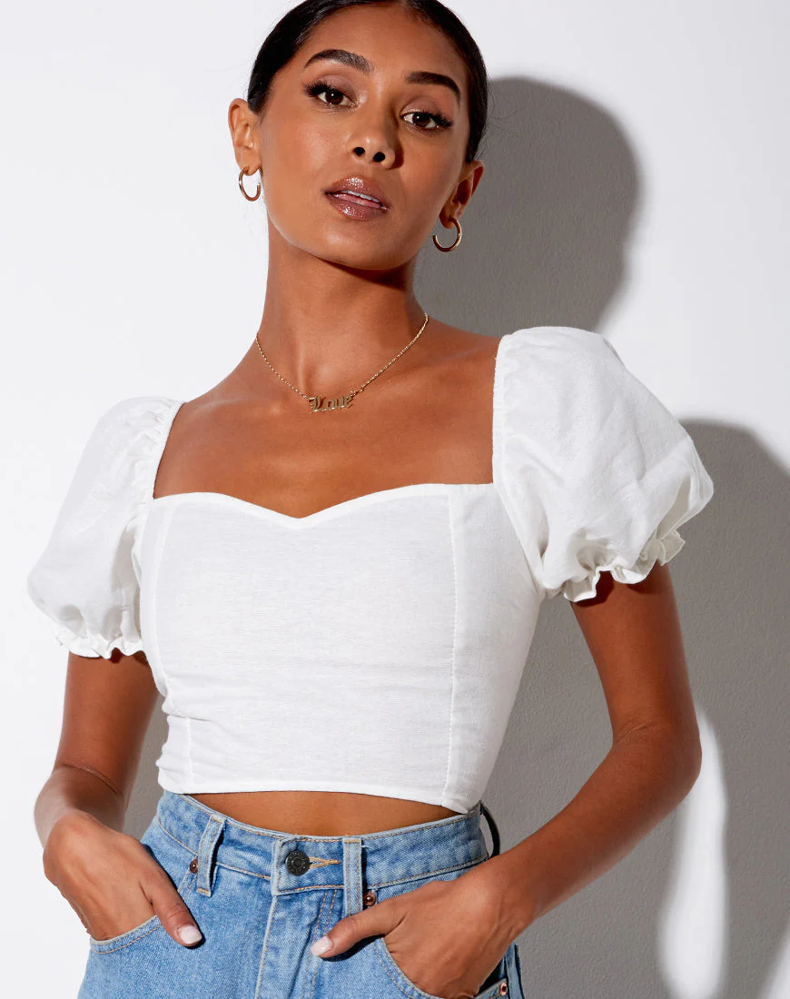 Eunji Crop Top in Weiß - Image 3