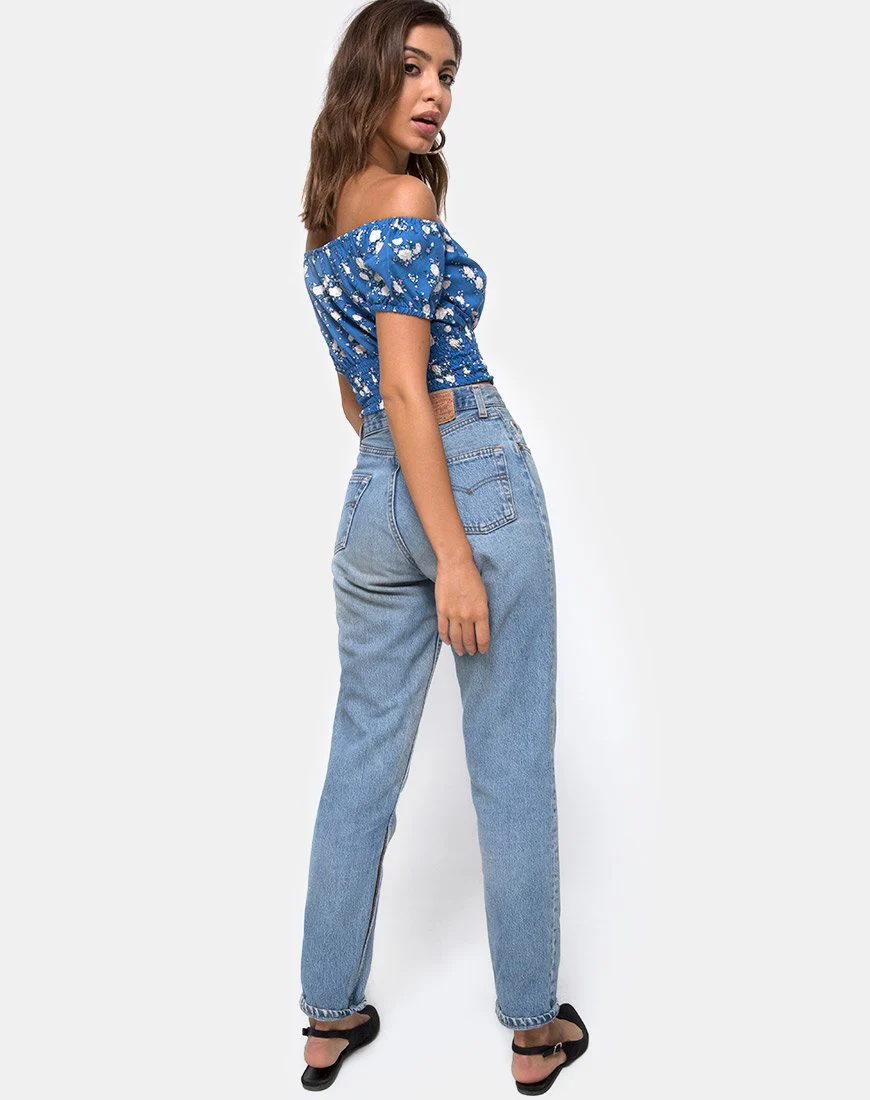 Evane Crop Top in Soheila Floral Blau - Image 4