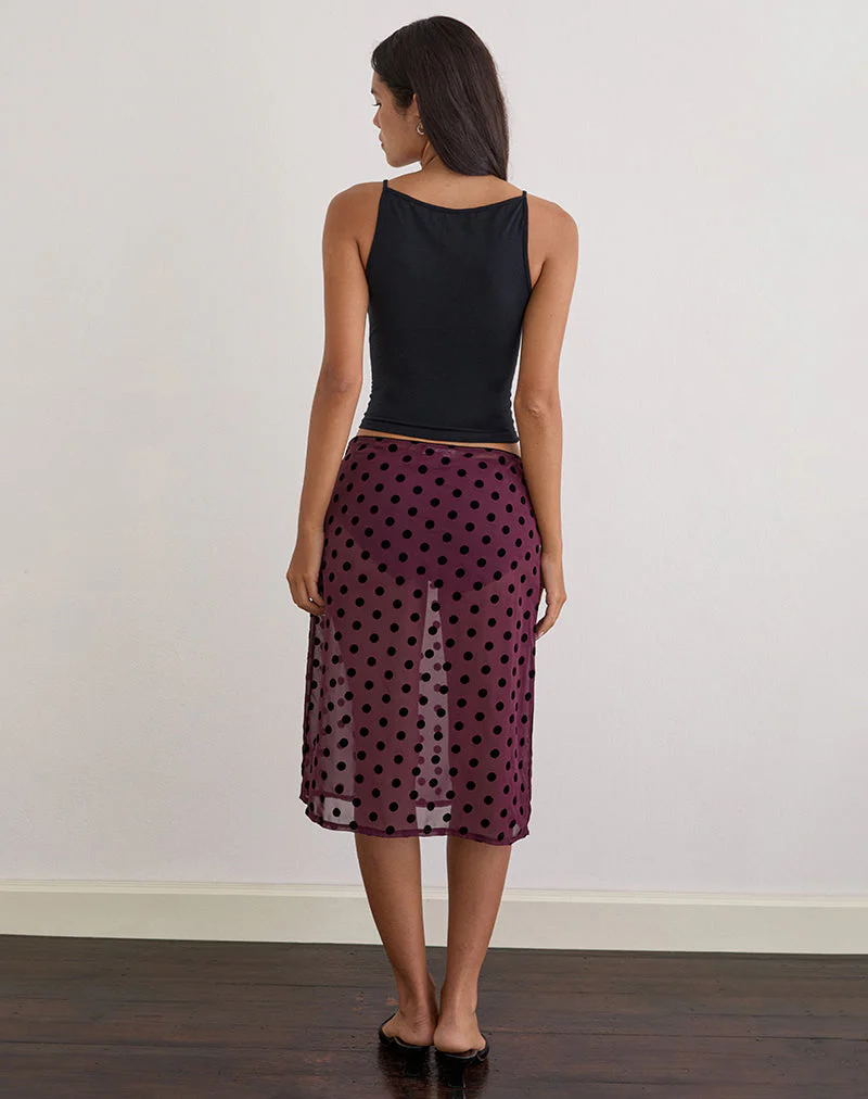Evani Unlined Midi-Rock in Vintage Polka Maroon - Image 5