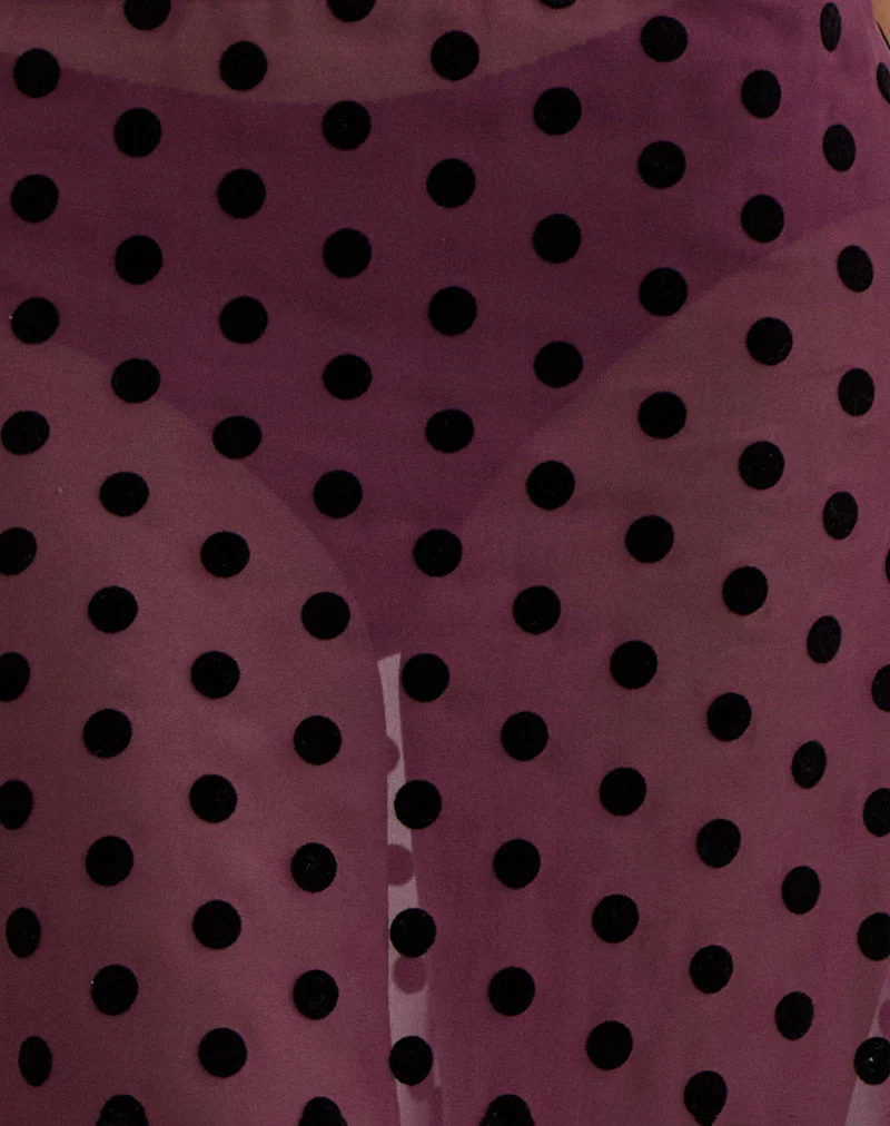 Evani Unlined Midi-Rock in Vintage Polka Maroon - Image 6