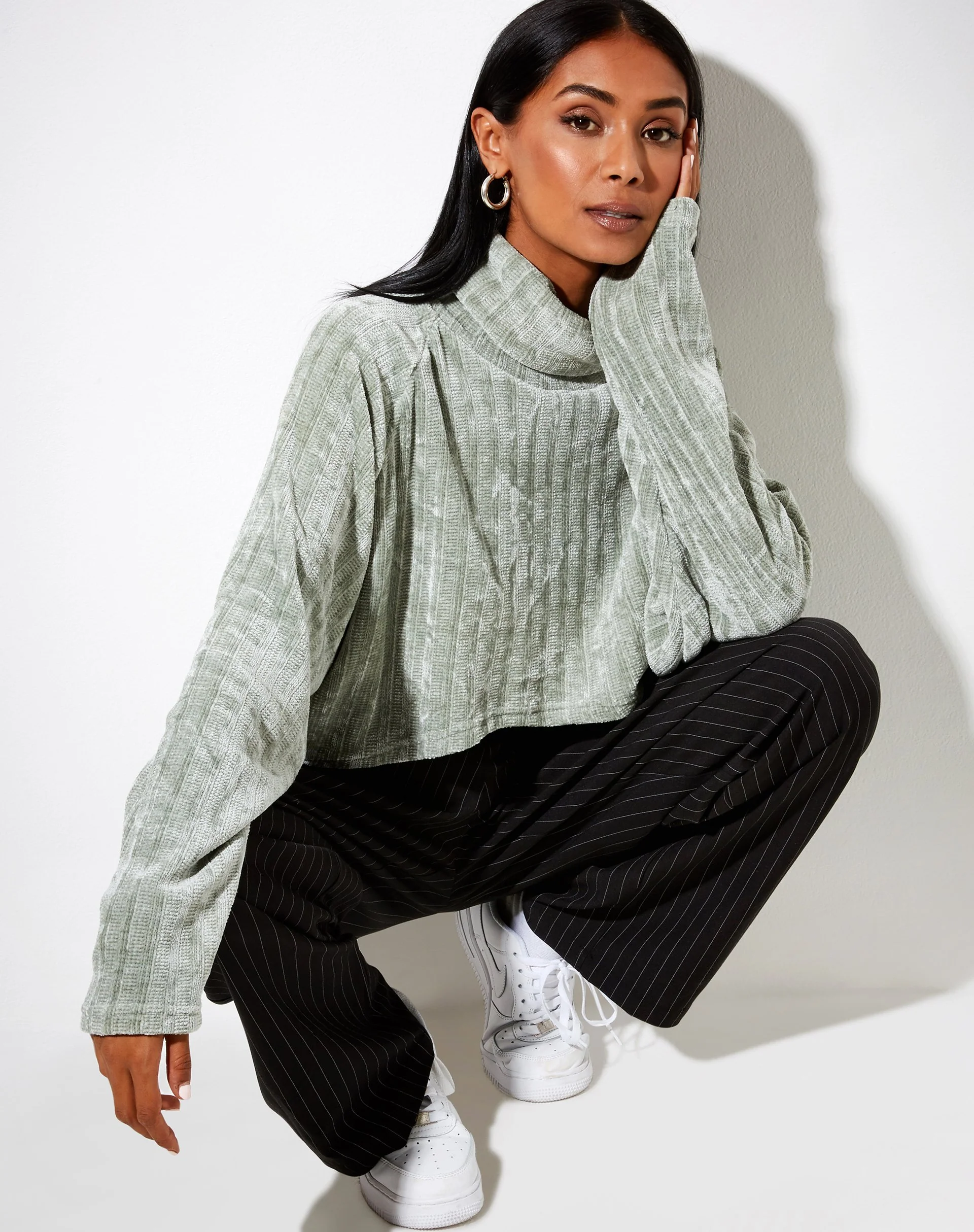 Evie Cropped Pullover aus Chenille Sage