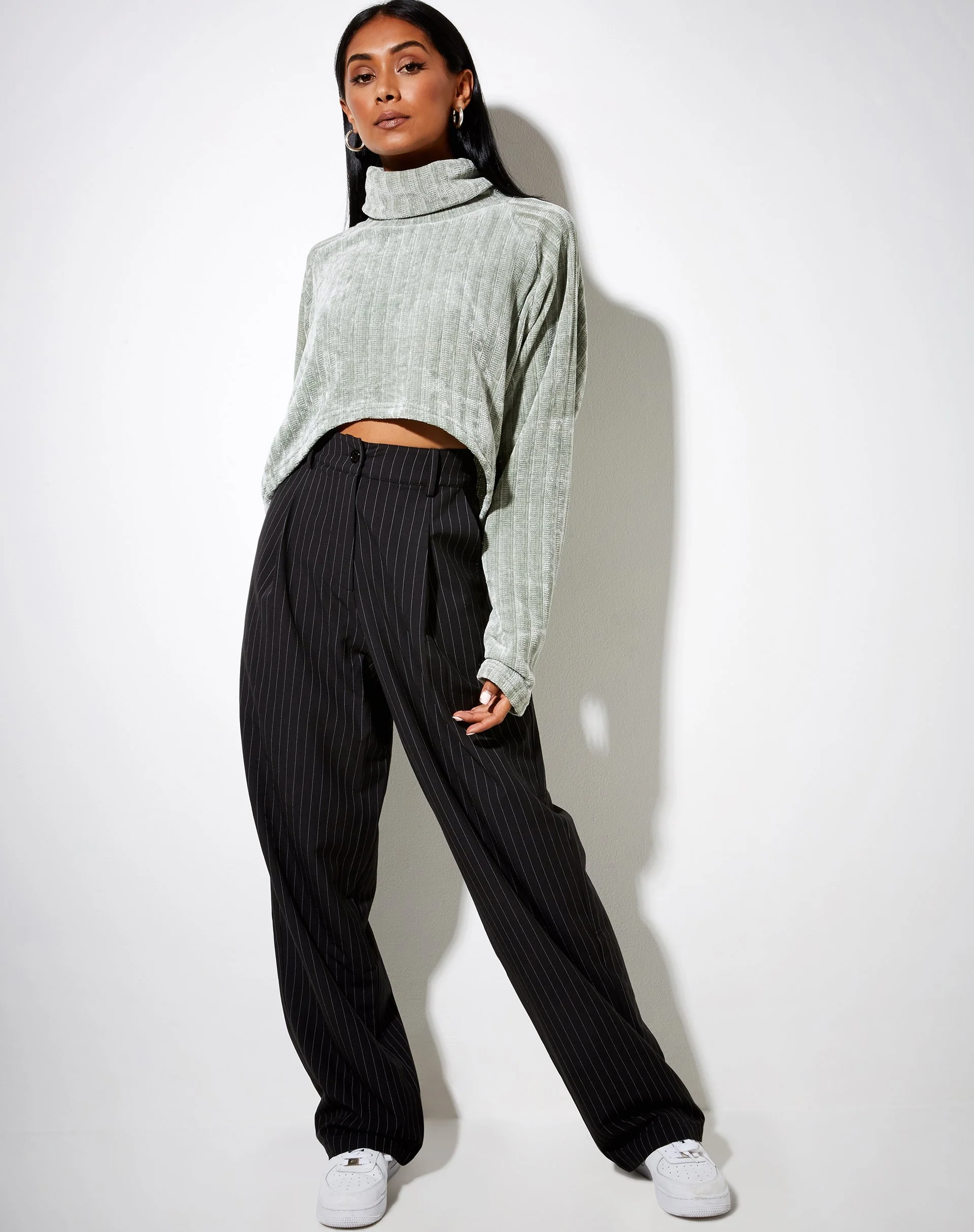 Evie Cropped Pullover aus Chenille Sage - Image 3
