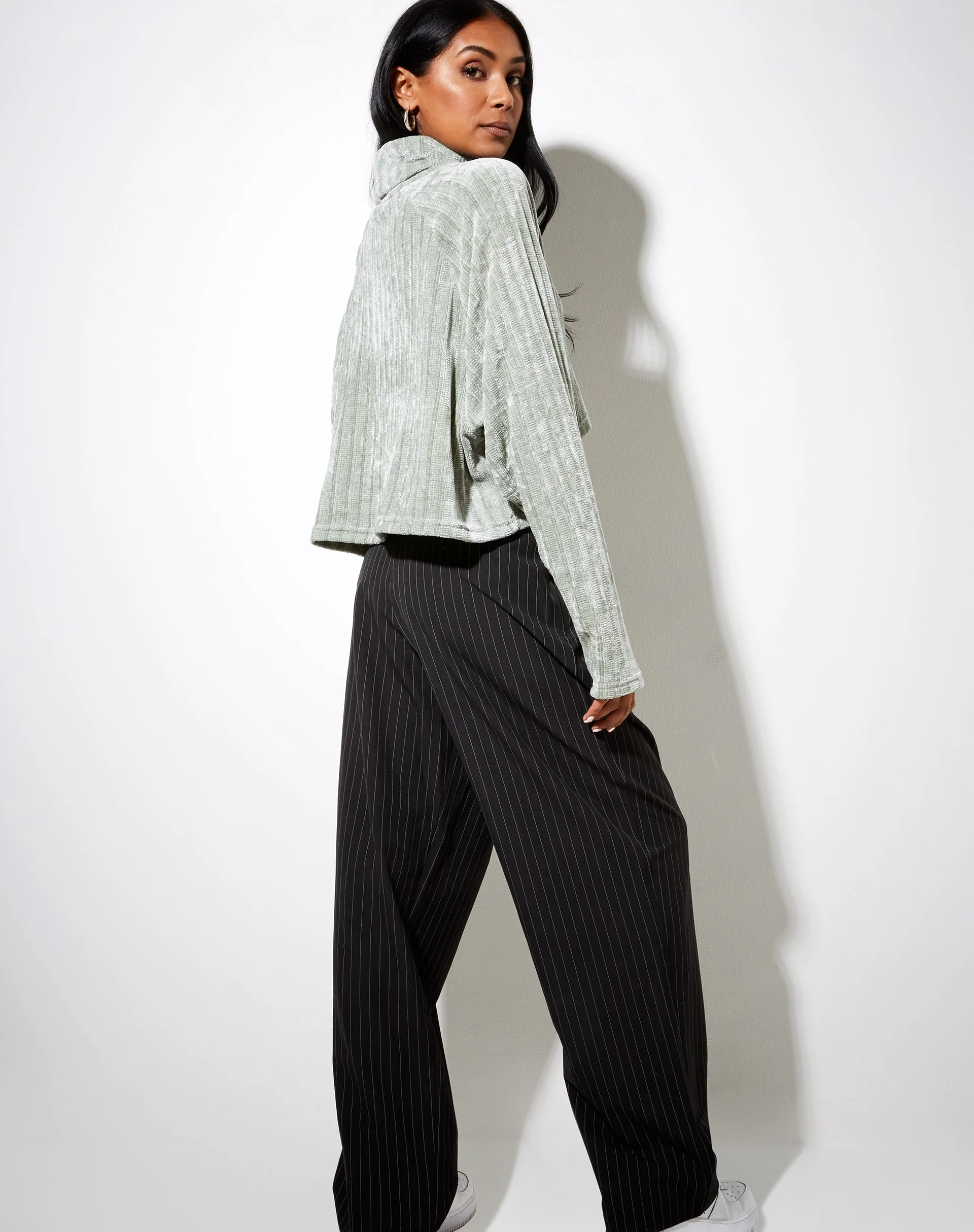 Evie Cropped Pullover aus Chenille Sage - Image 4