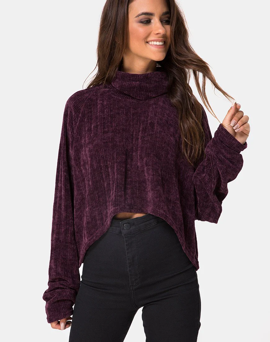Evie Sweatshirt aus Chenille Pflaume