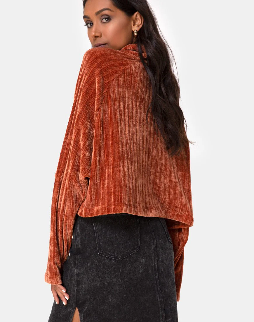Evie Cropped Pullover aus rostfarbener Chenille - Image 2