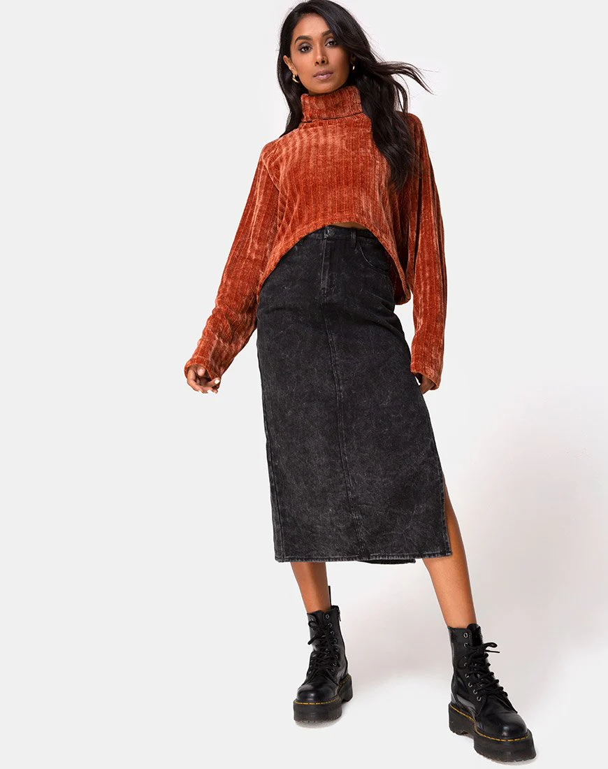 Evie Cropped Pullover aus rostfarbener Chenille - Image 3