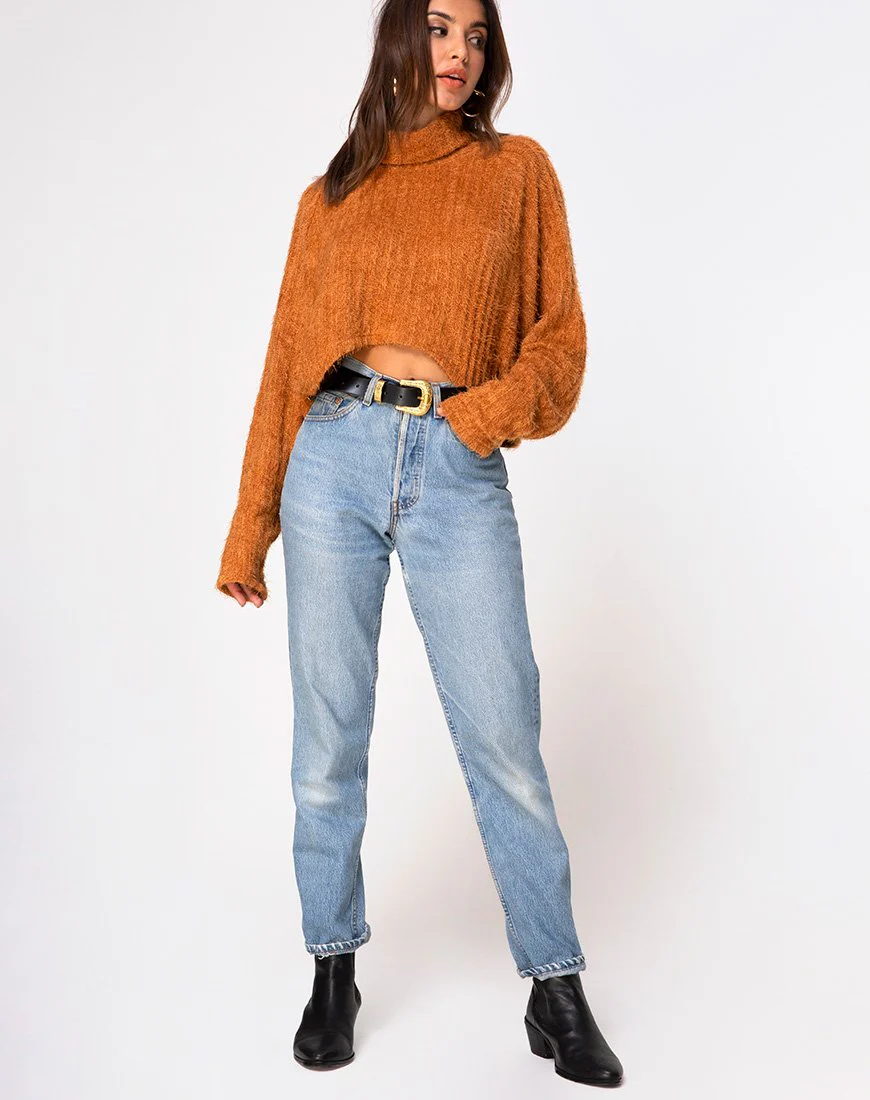 Evie Cropped Sweatshirt aus rostfarbenem Strick - Image 3