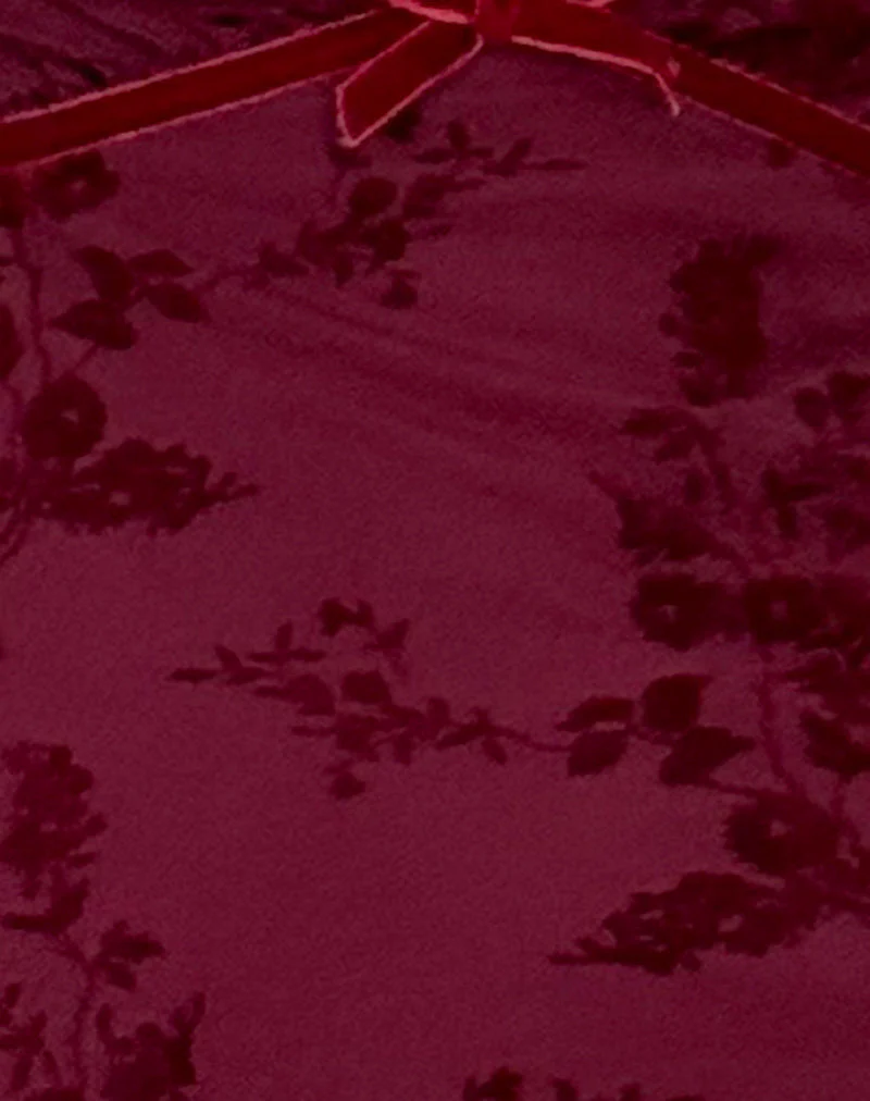 Evilia Kleid in Botanical Flower Maroon - Image 6