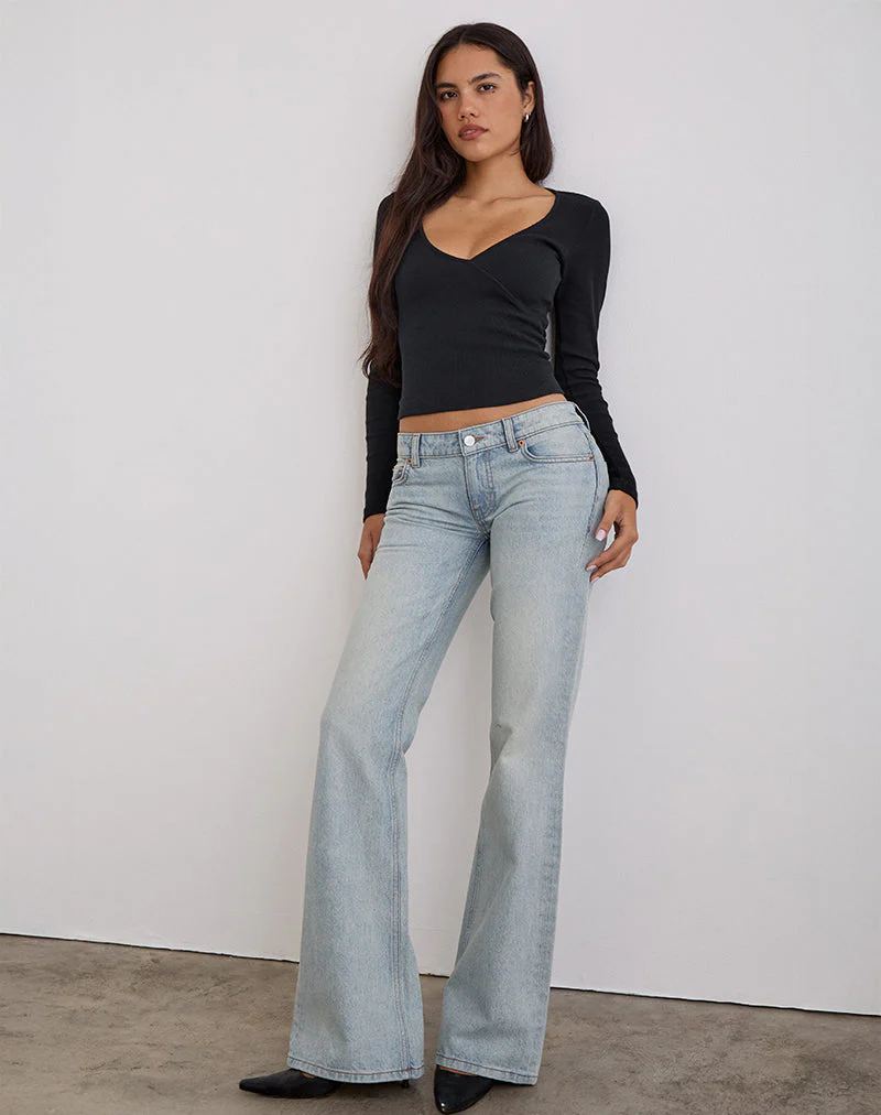 Extra flache Schlaghose in Breeze Blue Wash - Image 4