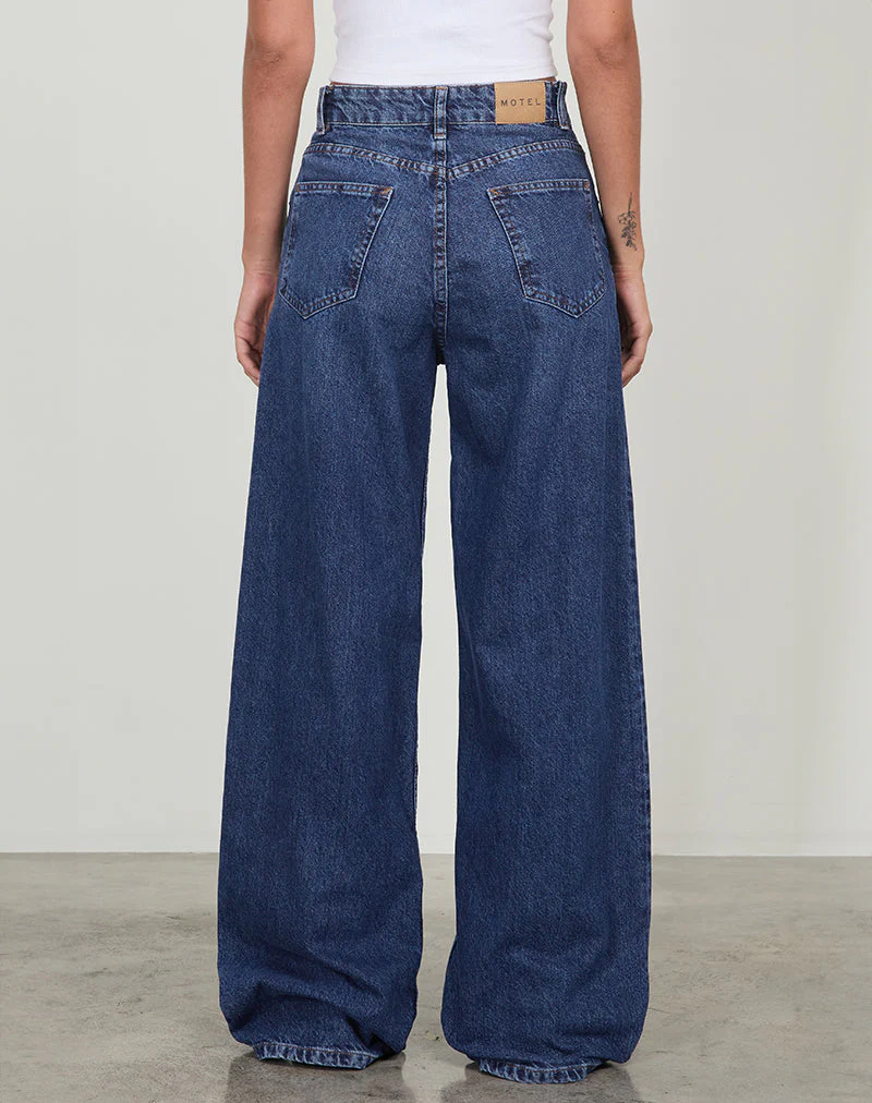 Geräumige extra weite Low Rise Jeans in Mid Blue Used - Image 6