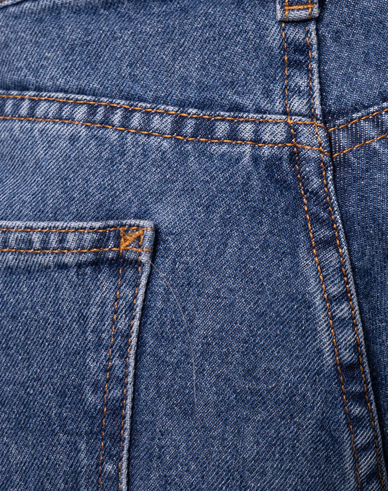 Geräumige extra weite Low Rise Jeans in Mid Blue Used - Image 7