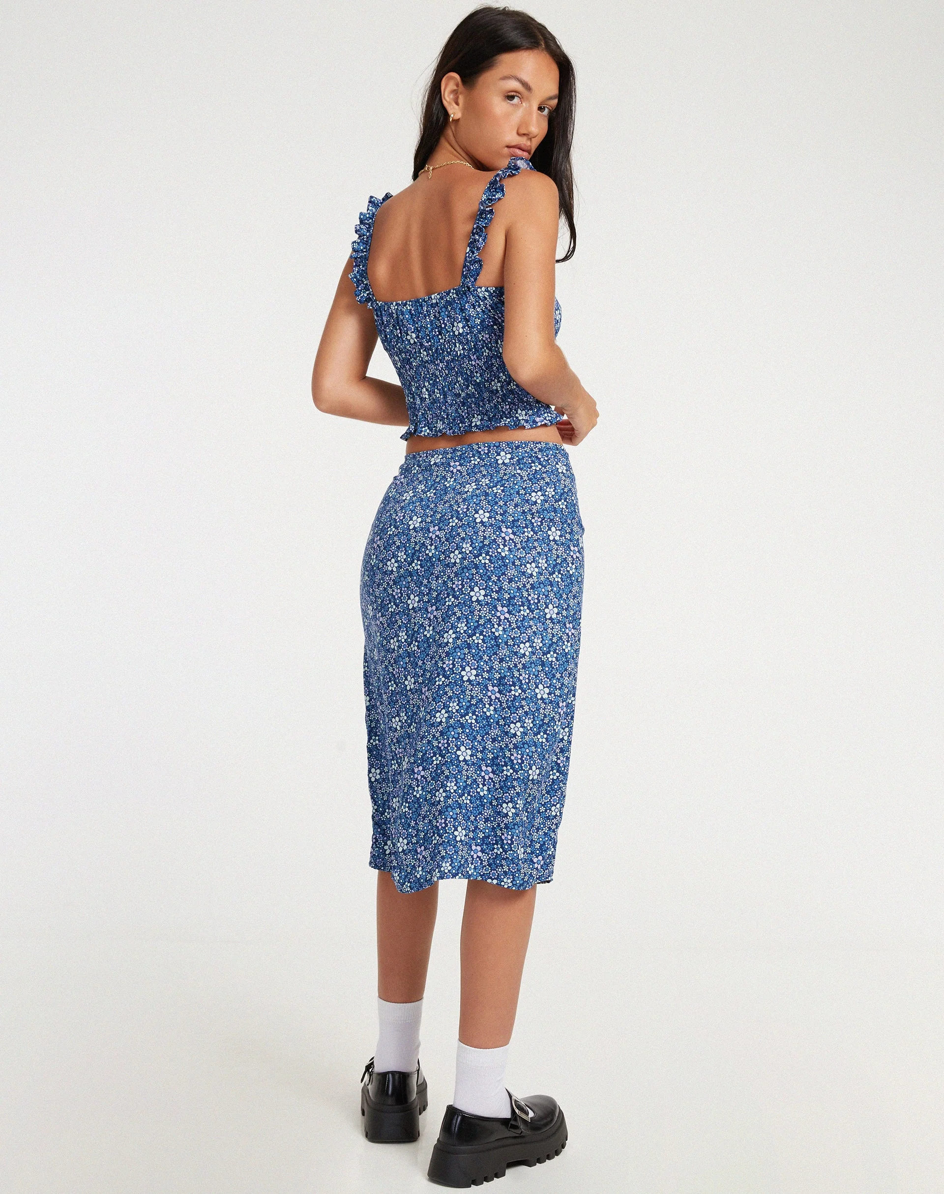 Ezra Top in Retro Floral Blau - Image 4