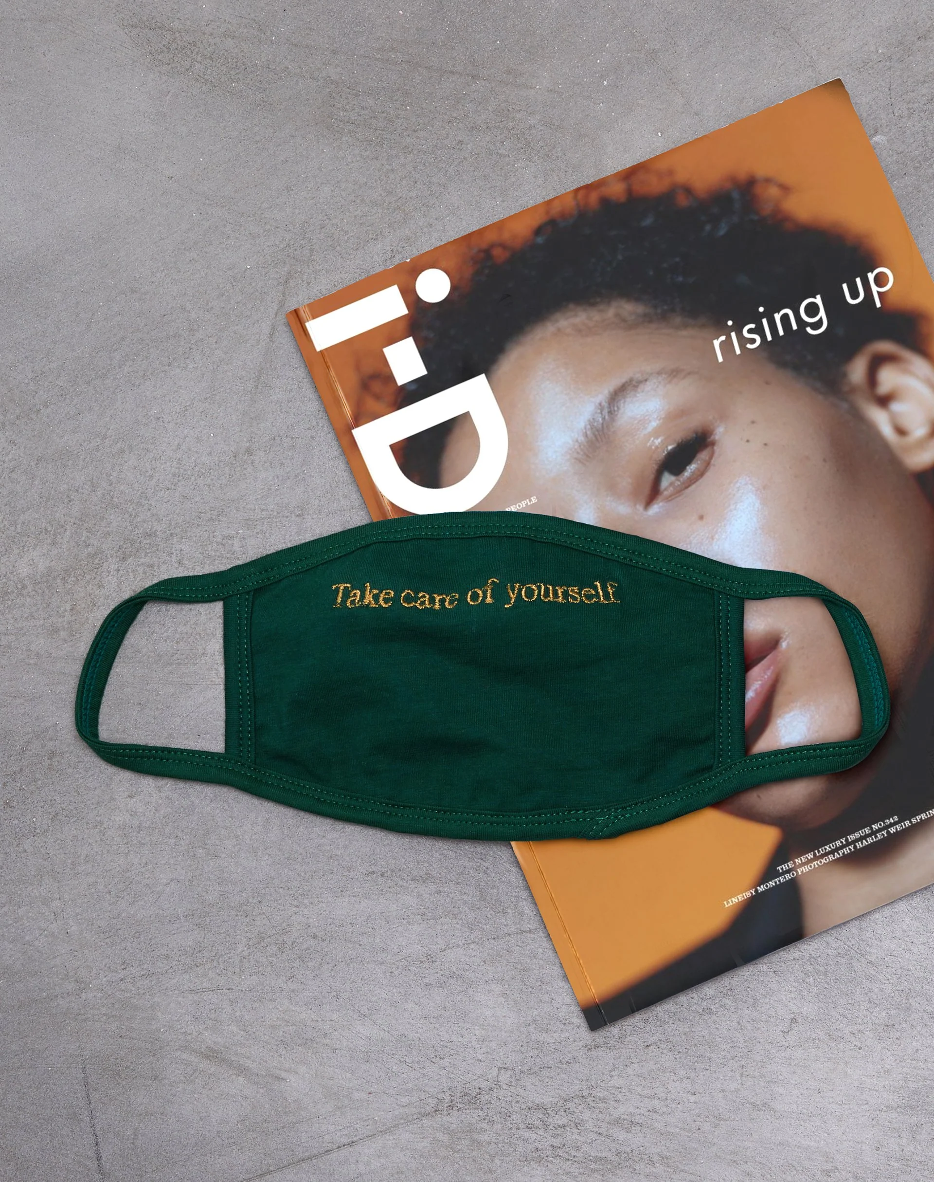 Gesichtsmaske in Flaschengrün "Take Care Of Yourself" Embro