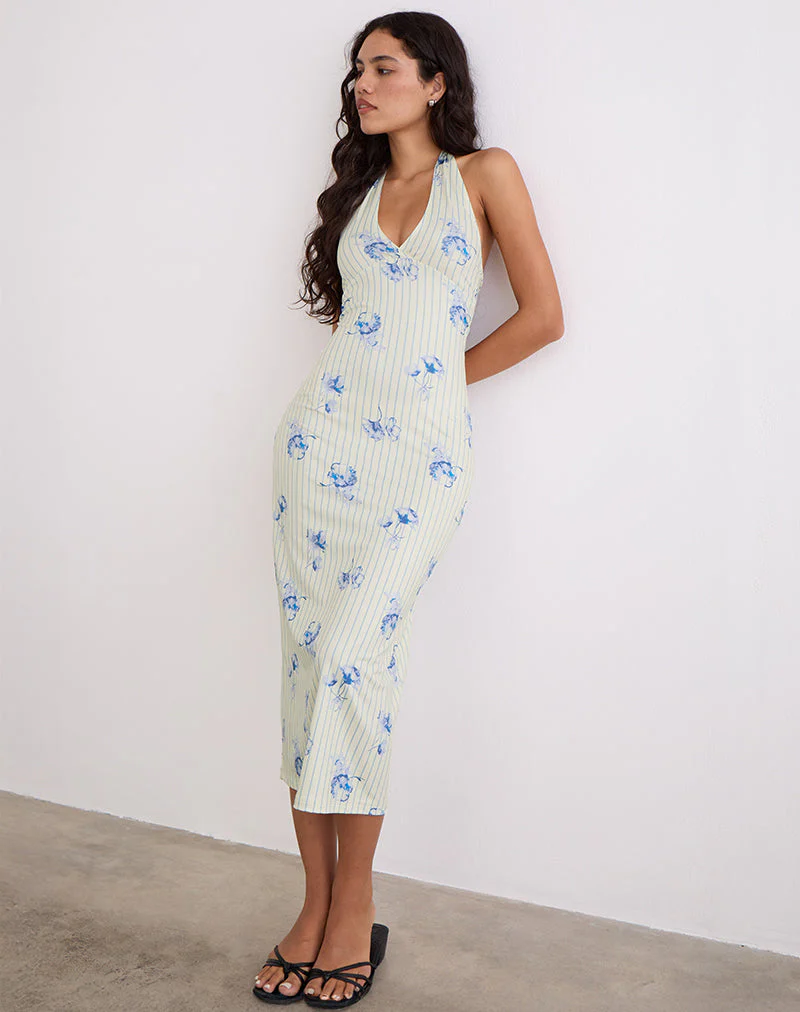 Fadwa Midikleid mit floralem Streifen in Creme - Image 3