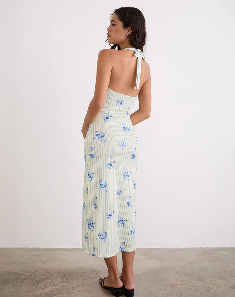 Fadwa Midikleid mit floralem Streifen in Creme - Image 4