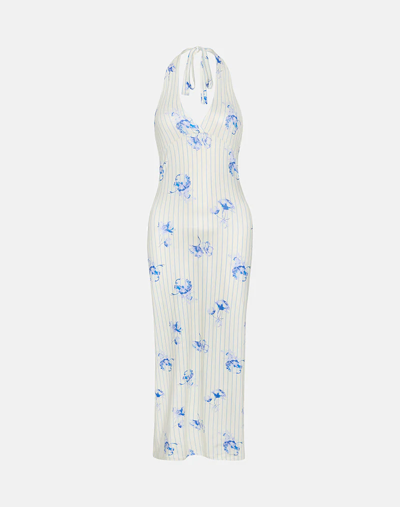 Fadwa Midikleid mit floralem Streifen in Creme - Image 5