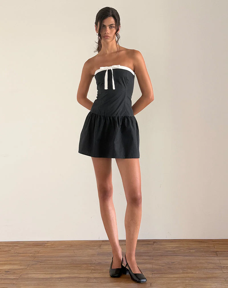 Faelas Minikleid aus Steppschuh mit weißen Schleifen - Image 4
