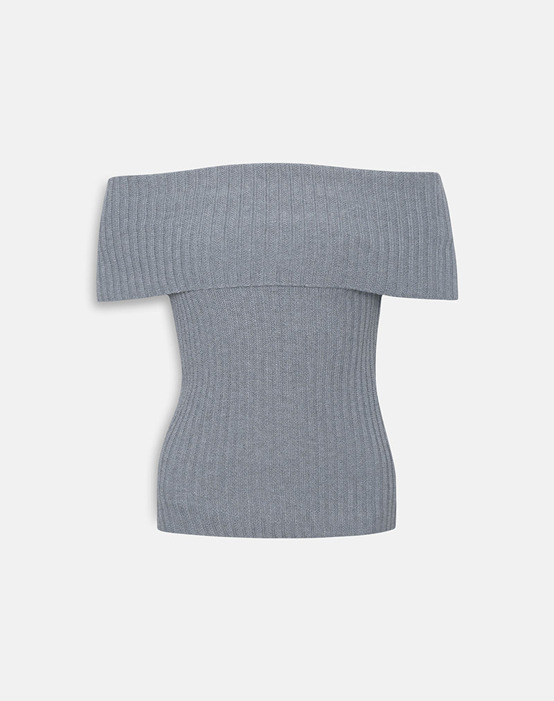 Fahari Foldover-Top aus Rippenstrick Grau - Image 3