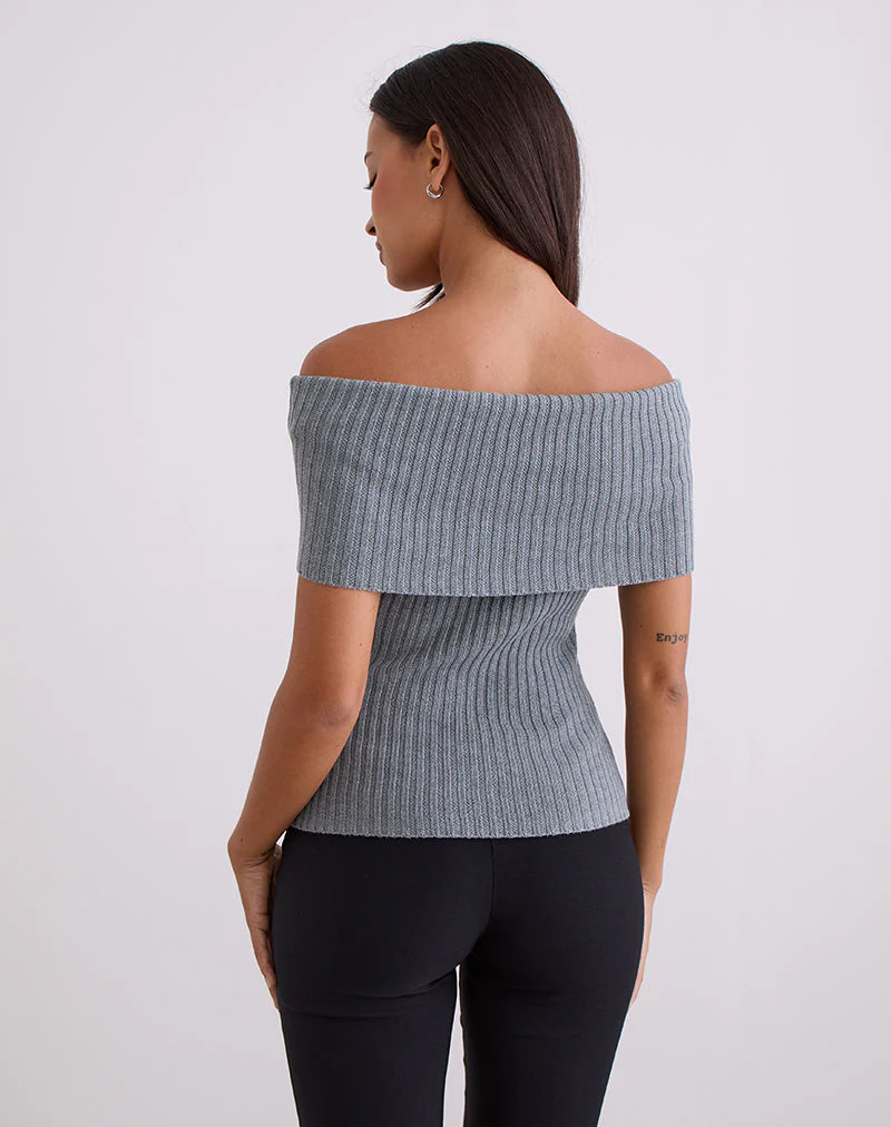 Fahari Foldover-Top aus Rippenstrick Grau - Image 5