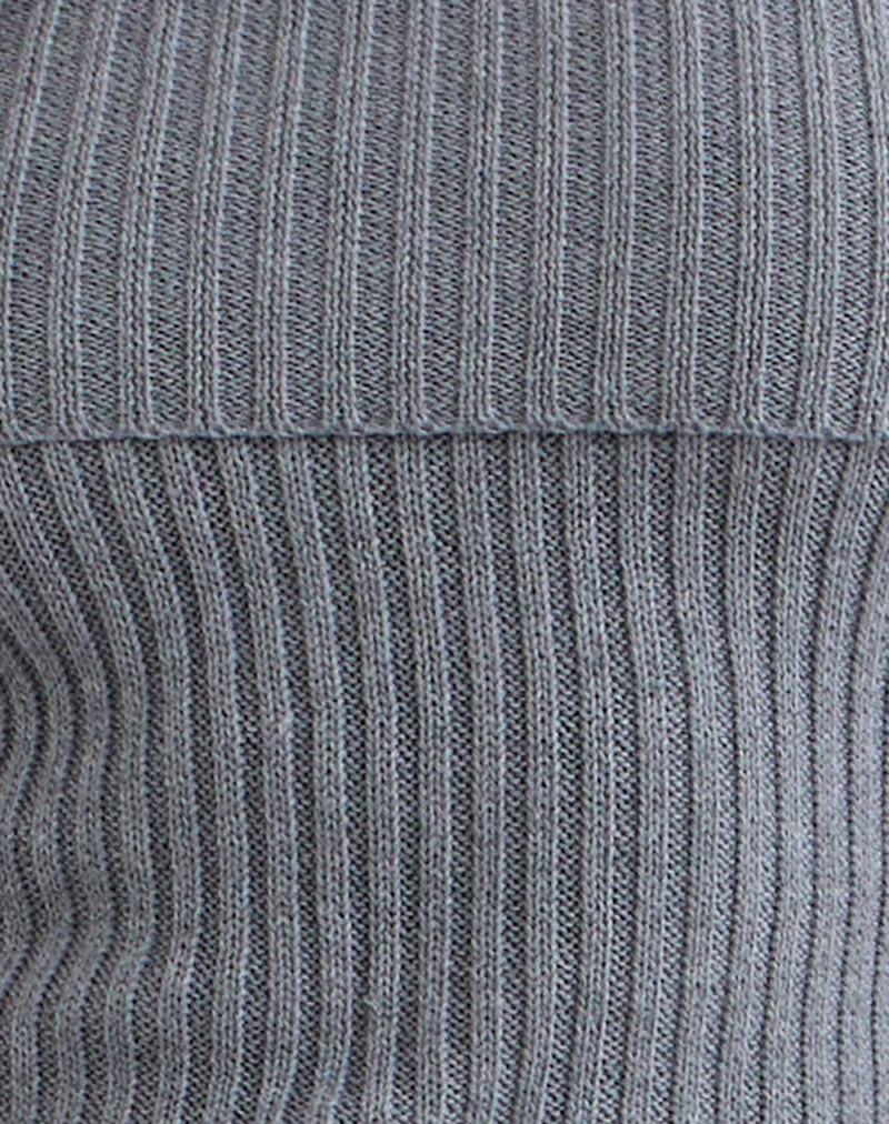 Fahari Foldover-Top aus Rippenstrick Grau - Image 7
