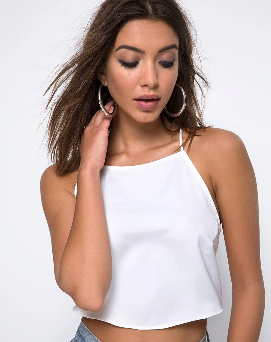 Faires Cami-Top aus elfenbeinfarbenem Satin