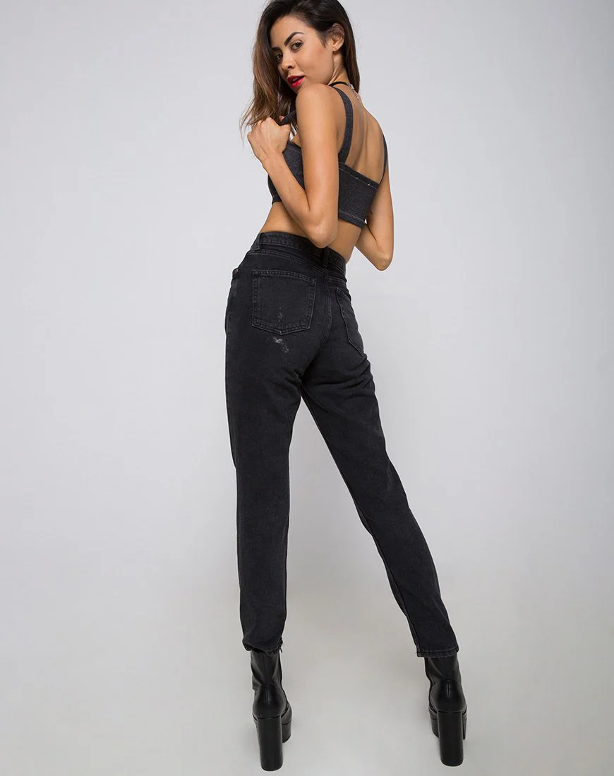 Fallon Crop Top aus Denim Schwarz - Image 4