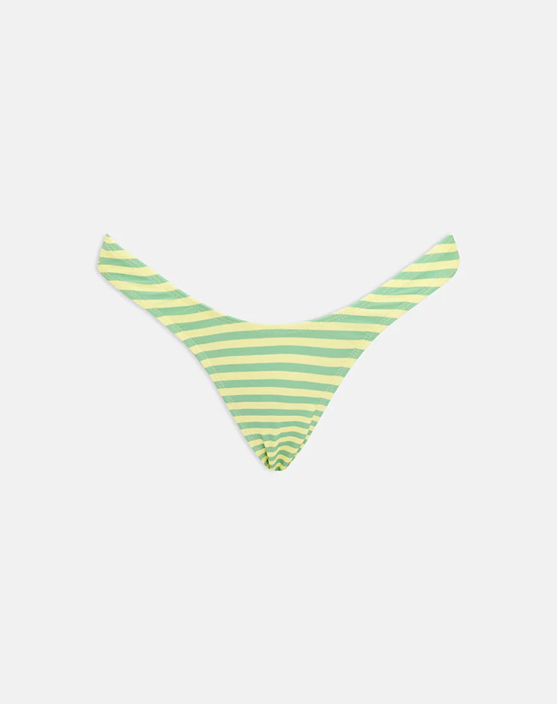 Farida Bikini Bottom in Vivid Lines Green and Yellow - Image 5