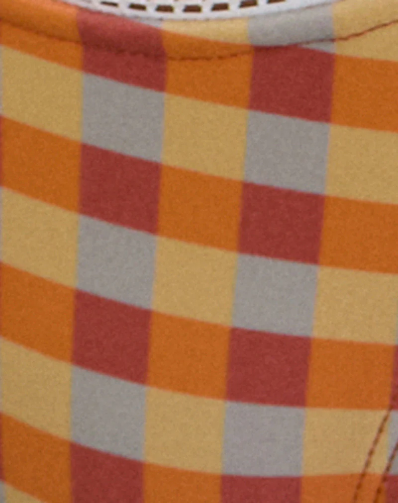 Farida Bikini Bottom with Picot Trim in Urban Check Orange and Yellow - Image 7