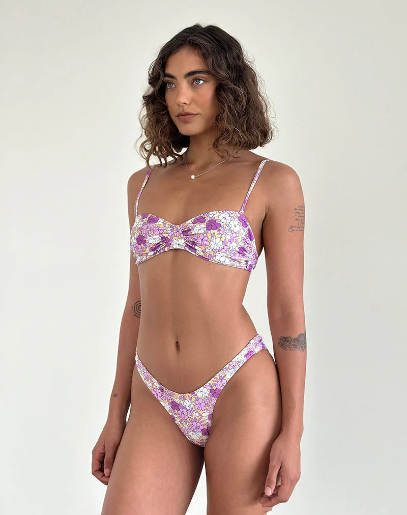 Farida Bikiniunterteil in leuchtendem Orange und Lila mit Blumenmuster - Image 4