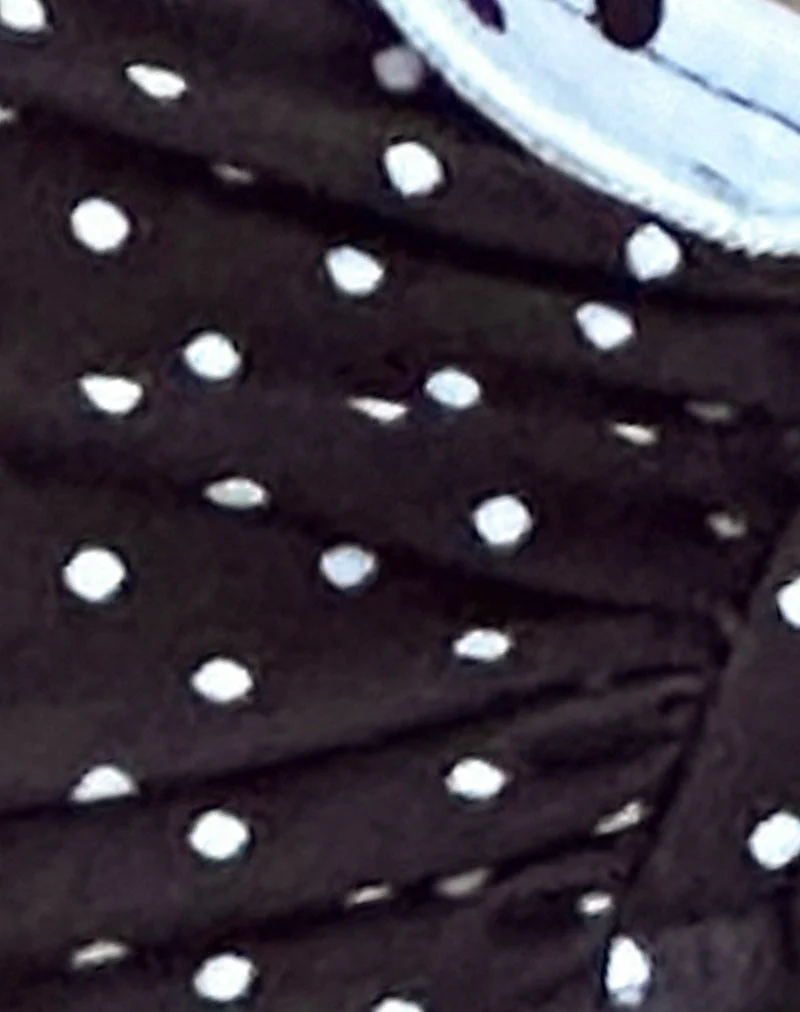 Farida Bikini-Höschen aus schwarzem und blauem Polka mit Rüschen - Image 5