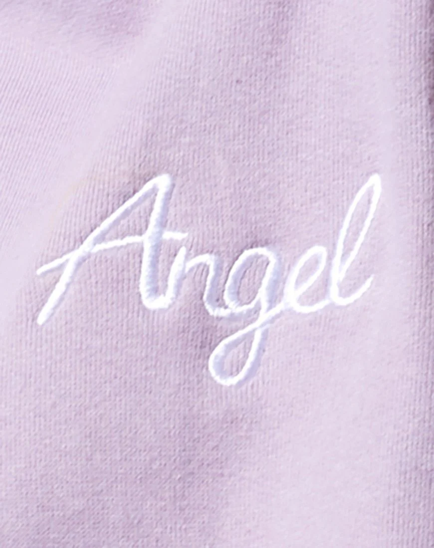 Fawly Crop Top in Violett 'Angel' Stickerei in Weiß - Image 7