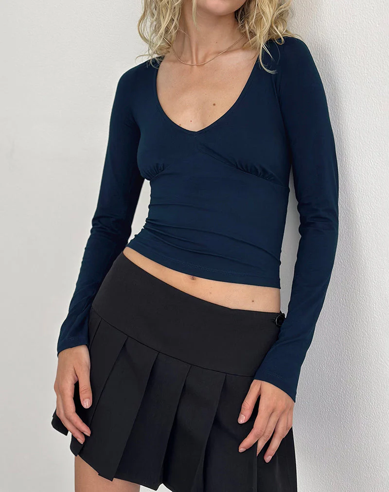 Faye Langarm-Top in Navy - Image 4