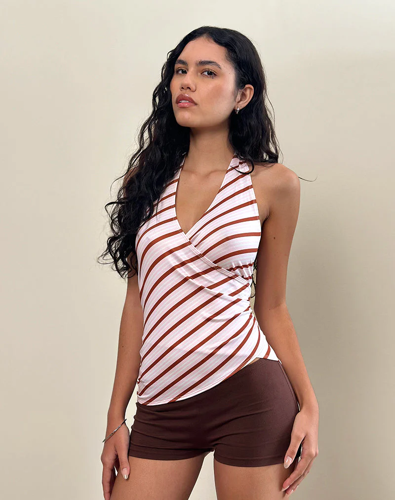 Fayez Top in Rosa mit diagonalen Streifen - Image 5