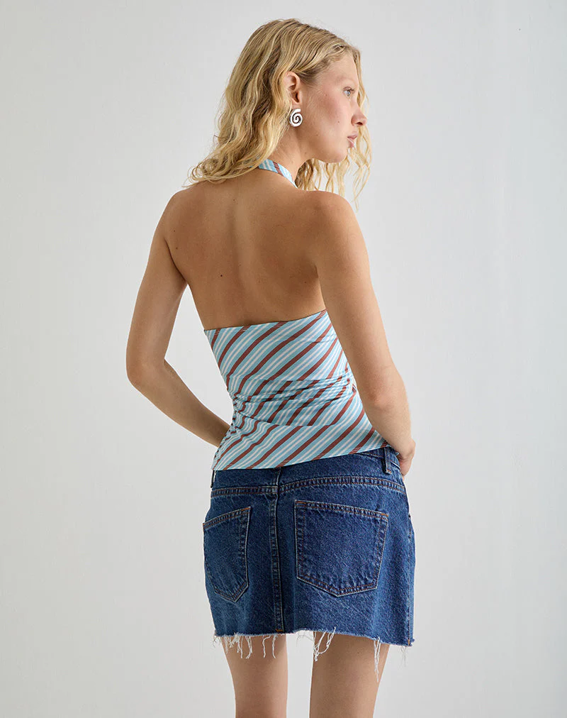 Fayez Slinky Top in Hellblau diagonal gestreift - Image 4