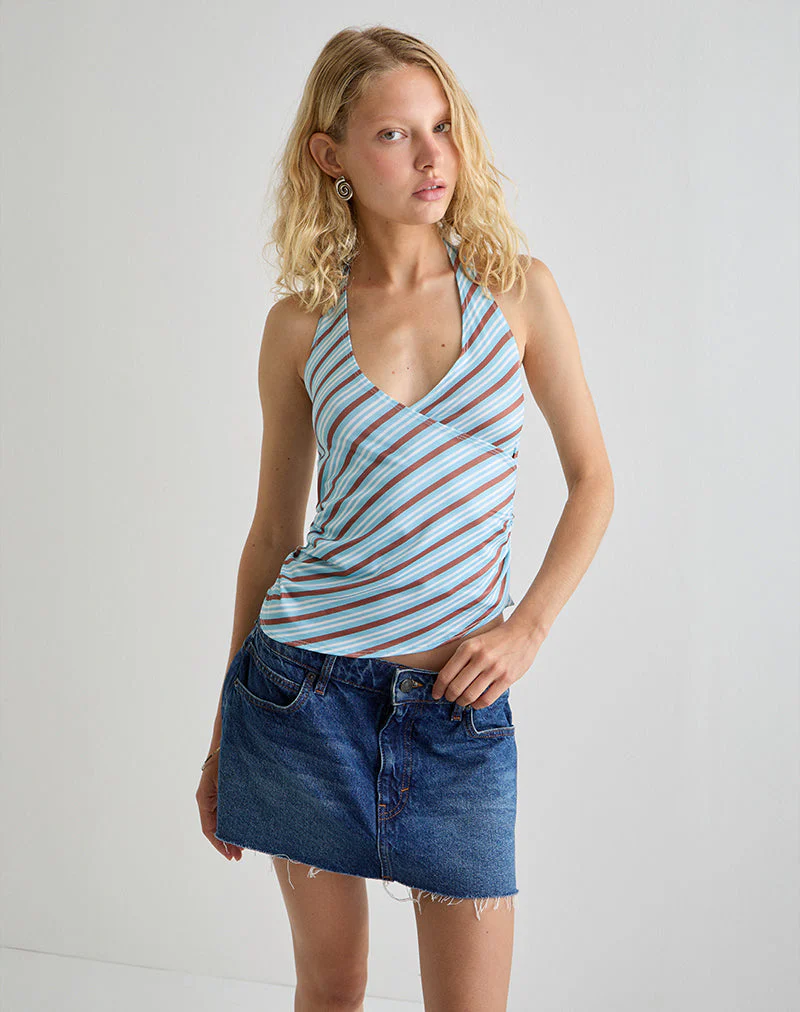 Fayez Slinky Top in Hellblau diagonal gestreift - Image 5
